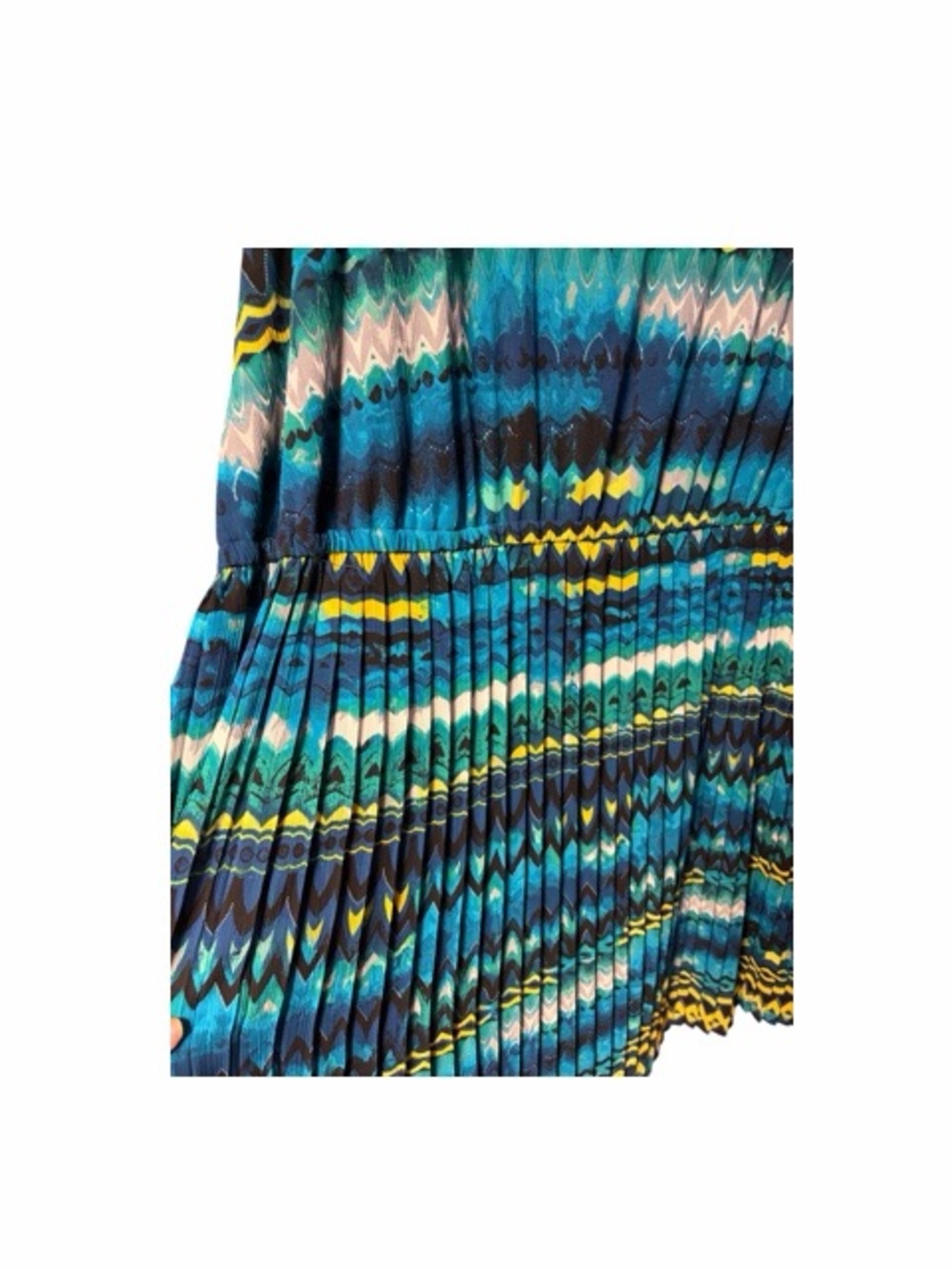 Lane Bryant Blue Teal Abstract Print Pleated Dress - Picture 4 of 6